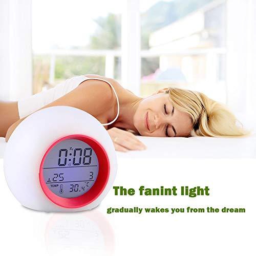 Alarm Clock,Wake Up Light Digital Clock with Indoor Temperature & Red