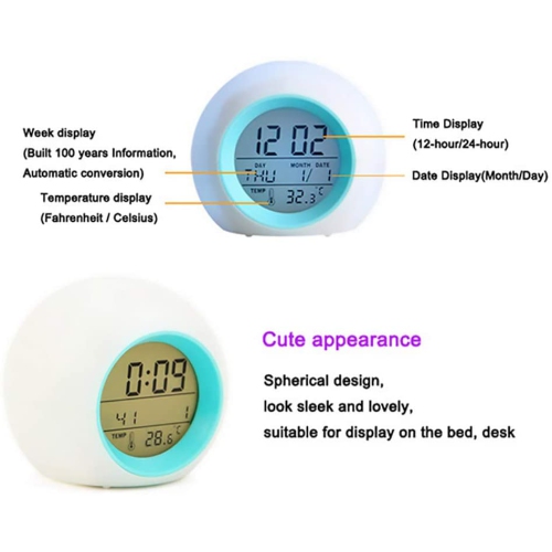Unicorn Digital Alarm Clocks for Girls, LED Night Glowing Cube LCD Clock with Light Children Wake Up Bedside Clock