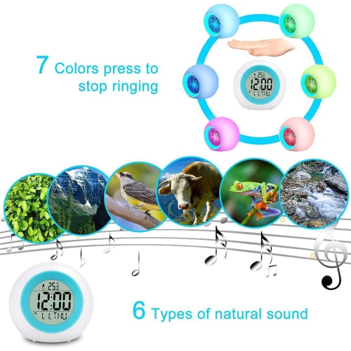 Unicorn Digital Alarm Clocks for Girls, LED Night Glowing Cube LCD Clock with Light Children Wake Up Bedside Clock