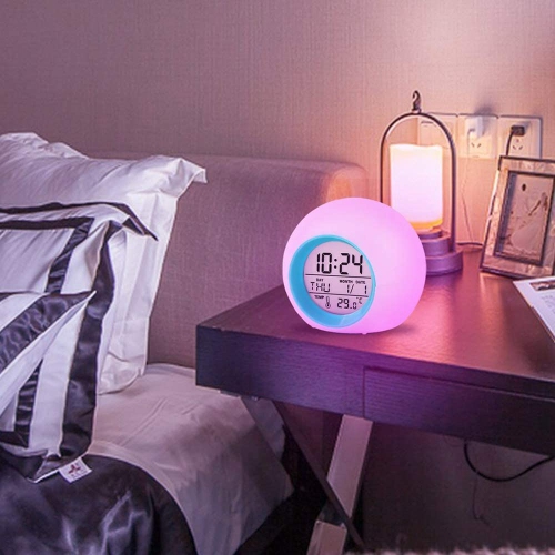 Unicorn Digital Alarm Clocks for Girls, LED Night Glowing Cube LCD Clock with Light Children Wake Up Bedside Clock