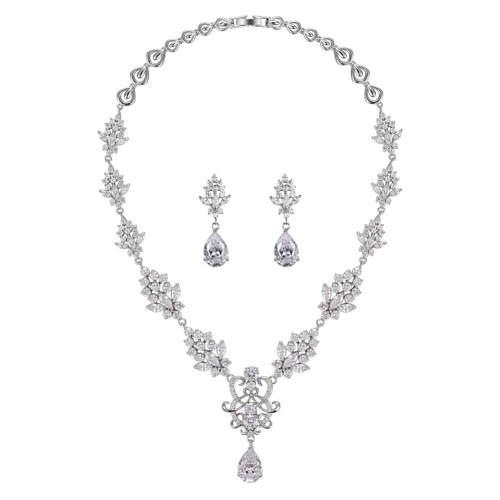 JOHNNYB JEWELRY  Multi-Shaped Cz Necklace Set In In Silver