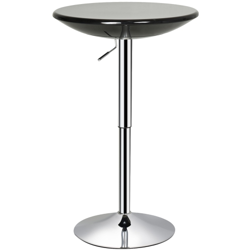 HOMCOM Round Bar Table, Tall Pub Table with Metal Base, Cocktail Bistro Table Adjustable Counter Height Black Silver