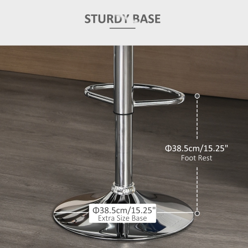 HOMCOM Bar Stools Set of 2, Swivel Counter Height Bar Stools, Height Adjustable Bar Chairs with Linen Upholstery and Footrest for Kitchen, Home Pub,