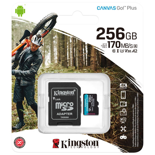 Kingston Canvas Go! Plus 256GB 170MB/s microSDXC Memory Card 