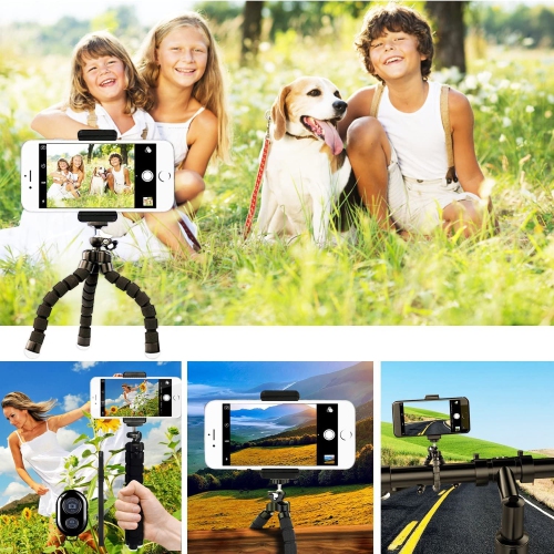 Trépied pour téléphone cellulaire, mini trépied portatif et support ajustable pour appareil photo avec télécommande Bluetooth