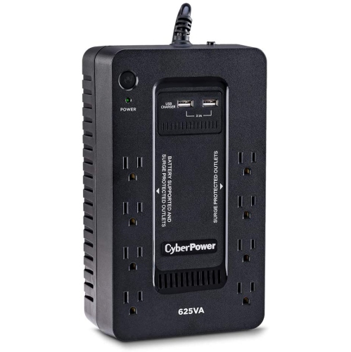 CyberPower ST625U Standby UPS System, 625VA/360W, 8 Outlets, 2 USB Charging Ports, Compact