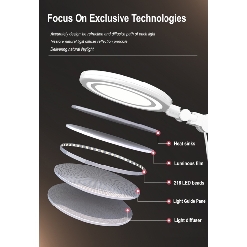 Best4kids desk lamp, Professional 216 pcs LEDs Eye-Caring lamp, high CRI, Auto brightness Sensor, Natural Full Spectrum LED , Touch Control, 5