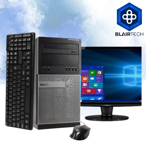 Refurbished - Dell 990 Intel i5 4GB 512GB SSD Windows 10 Home WiFi Tower PC 22in Monitor