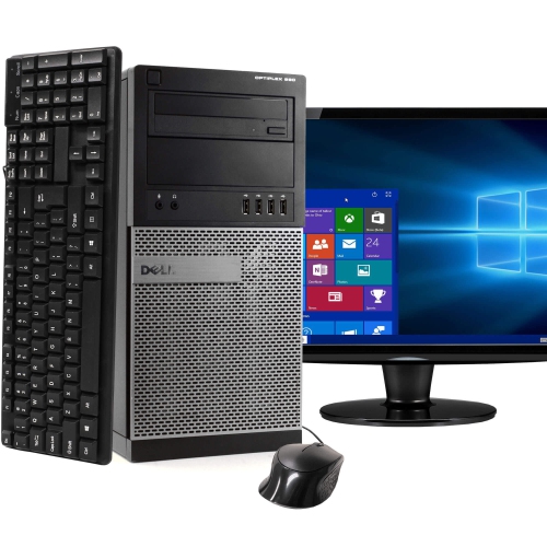 DELL  Refurbished (Good) - 990 Intel I7 16GB 1Tb HDD Windows 10 Home Wifi Tower PC 19In Monitor