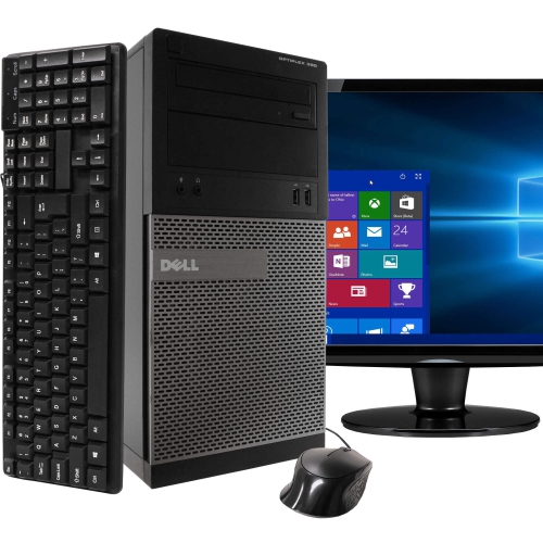 Refurbished - Dell 390 Intel i5 8GB 500GB HDD Windows 10 Home WiFi Tower PC 22in Monitor