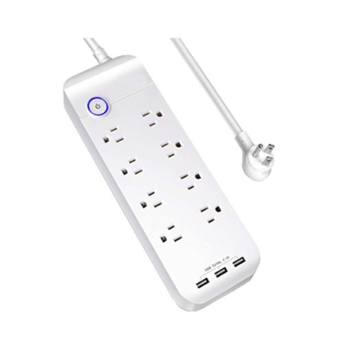 AMX PA-23 - Power Bar with 8 Outlet Surge Protector and 3 USB Ports, White
