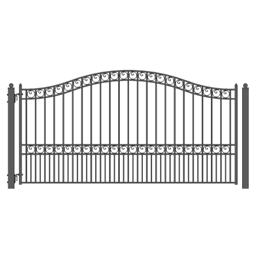 ALEKO DG12PARSSW Paris Style Iron Single Swing Driveway Gate 12'