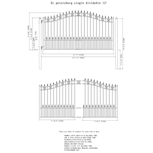 ALEKO DG12STPSSW St.Petersburg Style Single Swing Iron Driveway Gate 12'