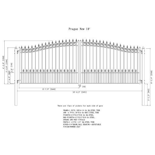 ALEKO DG18PRAD Prague Style Ornamental Iron Wrought Dual 18' Driveway Gate
