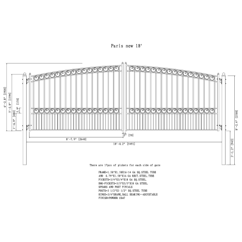 ALEKO DG18PARD Paris Style Ornamental Iron Wrought Dual 18' Driveway Gate