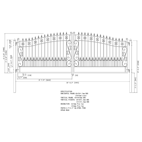 ALEKO DG18VEND Venice Style Iron Wrought Dual Gate 18' Driveway Gates