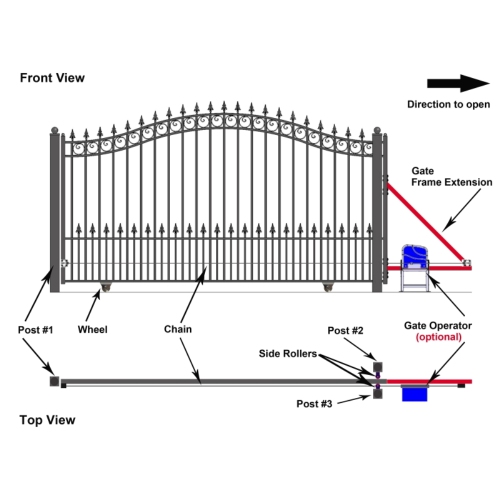 ALEKO DG18STPSSW St. Louis Style Iron Wrought Single Swing Gate 18' Driveway Gates