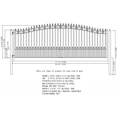 ALEKO DG18STPSSW St. Louis Style Iron Wrought Single Swing Gate 18' Driveway Gates