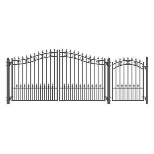 ALEKO SET12X4STPS St. Louis Iron Wrought Single Driveway Combo Gate 12' & Pedestrian Gate