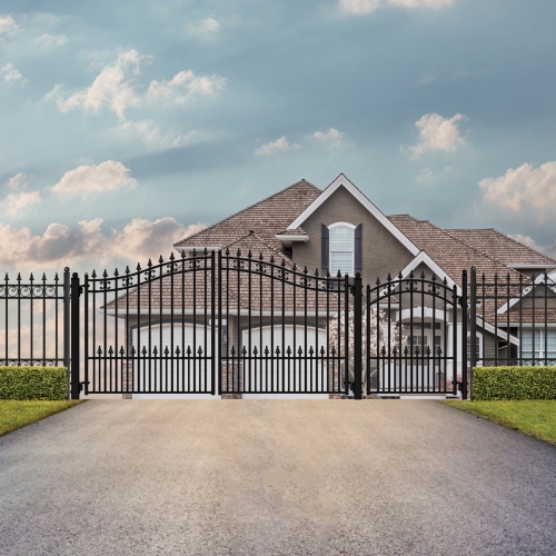 ALEKO SET12X4STPS St. Louis Iron Wrought Single Driveway Combo Gate 12' & Pedestrian Gate