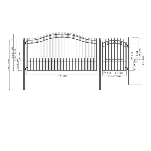 ALEKO SET12X4STPS St. Louis Iron Wrought Single Driveway Combo Gate 12' & Pedestrian Gate