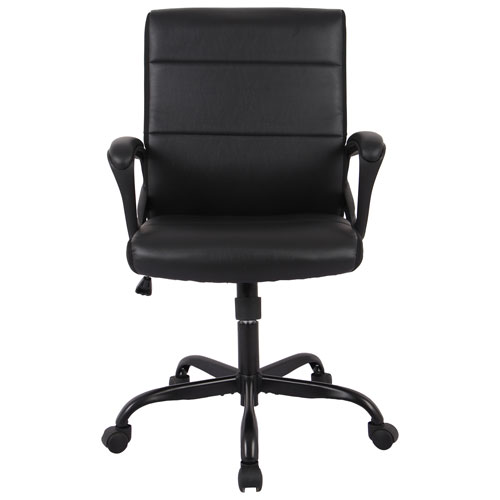 Brassex Arlo Ergonomic Mid-Back Faux Leather Executive Chair - Black