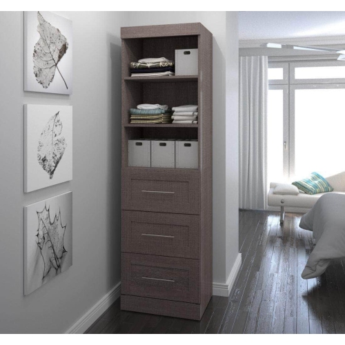 Pur 25” Storage Unit with 3 Drawers - Bark Grey