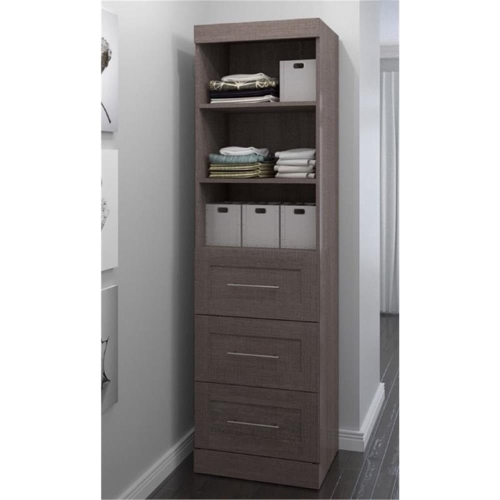 Pur 25” Storage Unit with 3 Drawers - Bark Grey