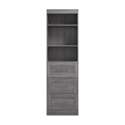 Pur 25” Storage Unit with 3 Drawers - Bark Grey