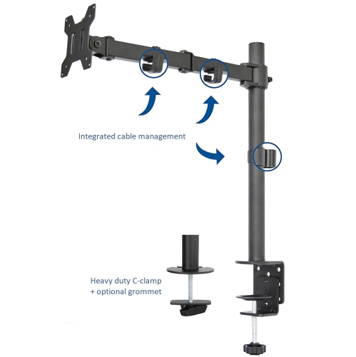 Uplite Single LCD Monitor Desk Mount Stand Fully Adjustable Articulating Arm for 1 Screen up to 32"