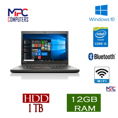 Refurbished - Lenovo Grade A ThinkPad T450 14.0" Laptop Intel Core i5 5th Gen 5300U (2.30 GHz) 12GB 1TB WIFI Win10 PRO