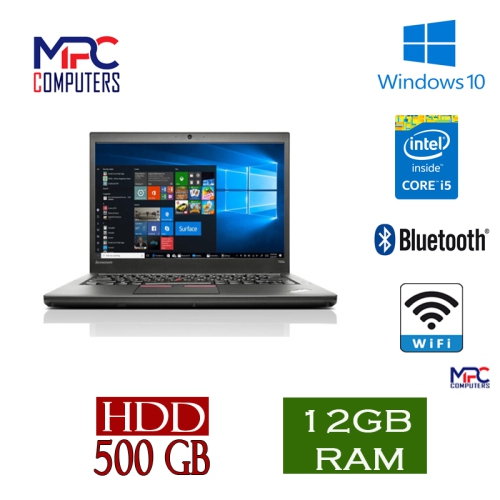 LENOVO  Refurbished (Excellent) - Grade A Thinkpad T450 14.0" Laptop Intel Core I5 5Th Gen 5300U (2.30 Ghz) 12GB 500 GB Wifi Win10 Pro