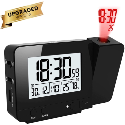 Projection Alarm Clock Allomn Usb Charging Dual Alarms Clock With Snooze Function Projection Adjustable Large Lcd Best Buy Canada