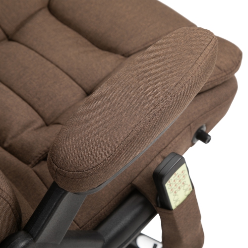 Vinsetto – Fauteuil de bureau de massage avec vibration 6 points, fauteuil de direction inclinable en lin, dossier haut, roulettes pivotantes, brun