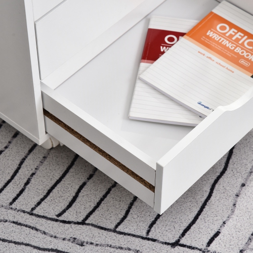 Vinsetto Vertical Filing Cabinet, Mobile File Cabinet on Wheels with 3 Drawers and 4 Open Shelves, Printer Stand with Lockable Casters for Home