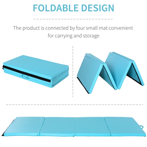 Soozier 4'x8'x2" Folding Gymnastics Tumbling Mat, Exercise Mat with Carrying Handles for Yoga, MMA, Martial Arts, Stretching, Core Workouts, Light