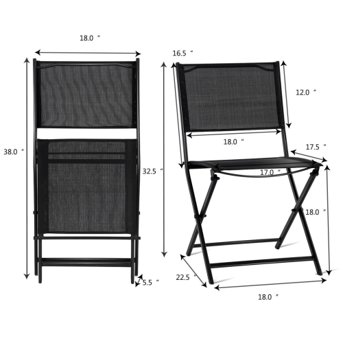Gymax Outdoor Patio Folding Set of 4 Sling Chairs Camping Deck Garden Pool