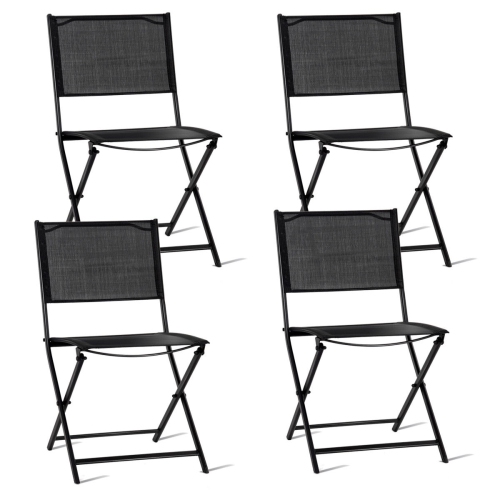 Gymax Outdoor Patio Folding Set of 4 Sling Chairs Camping Deck Garden Pool
