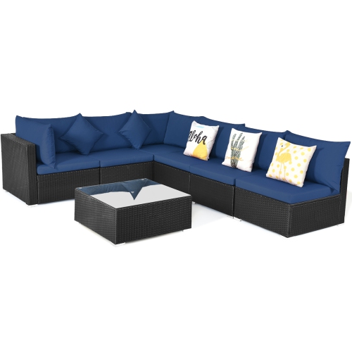 7 Piece Rattan Patio Sofa Sectional Set, Kinbor 7 Pcs Outdoor Furniture