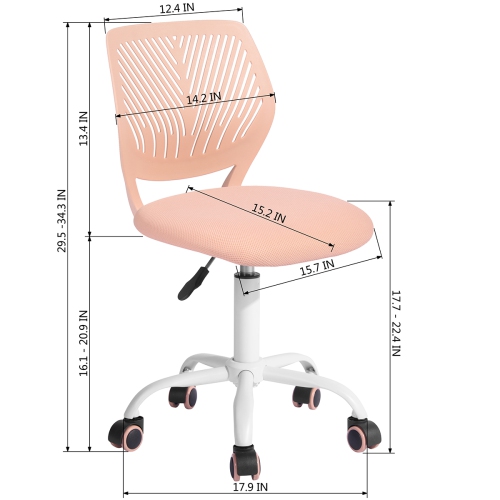FurnitureR Task Chair Height Adjustable Swival Student Study Chair(Rose)
