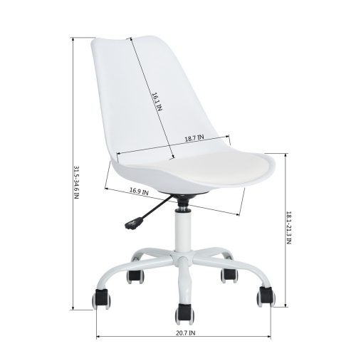 HOMY CASA White Ergonomic Office Chair Adjustable Desk Chair Swivel Office Computer Task Chair Stool Home Office Chair