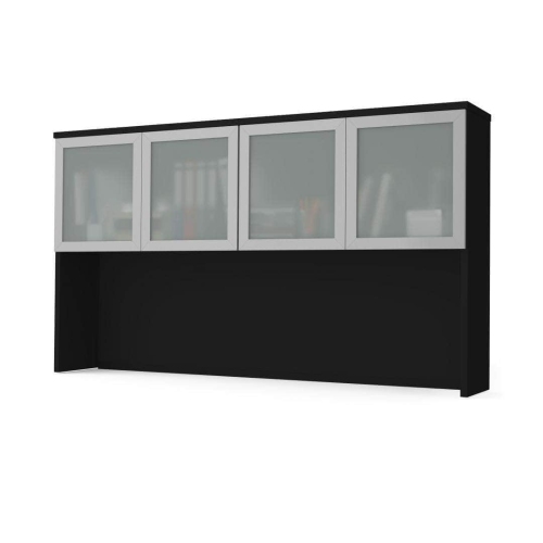 Pro-Concept Plus Desk Hutch with Frosted Glass Doors - Black