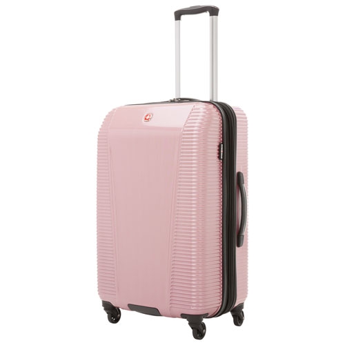 light pink hard suitcase