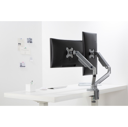 Uplite Ergonomic Height Adjustable Stand Dual Monitor Desk Mount Articulating Arm for 2 Screen 17" - 32"