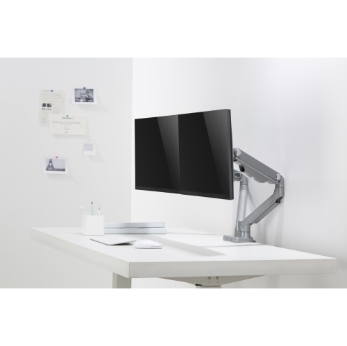 Uplite Ergonomic Height Adjustable Stand Dual Monitor Desk Mount Articulating Arm for 2 Screen 17" - 32"