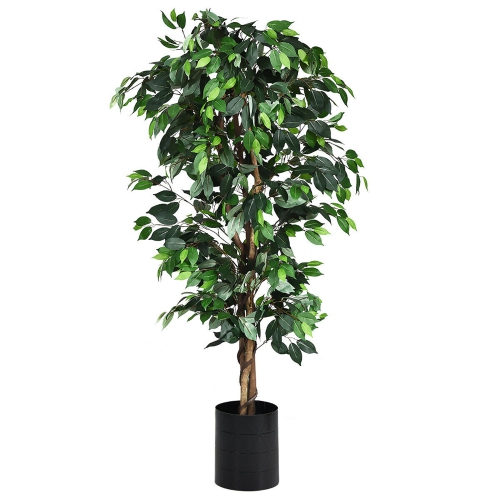 GYMAX  6Ft Artificial Ficus Tree Fake Greenery Plant Home Office Decoration