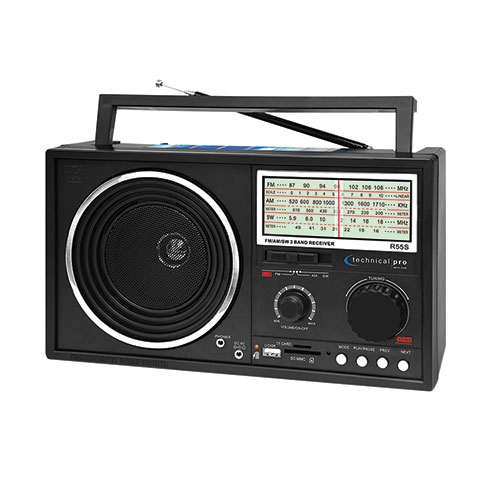 Technical Pro R55S Rechargeable Solar Powered AM/FM/ Shortwave Radio With Bluetooth Speaker