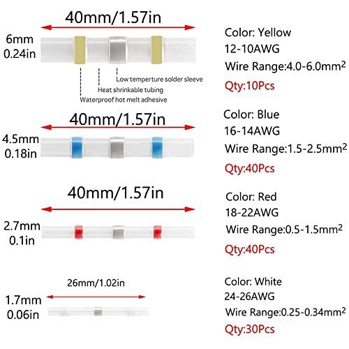 Stanz 120Pcs Heat Shrink Wire Connector Set,Solder Seal Wire Connector Terminals,Shrink Tube Wire Connection,Waterproof