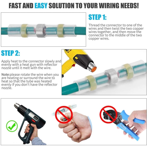 Stanz 120Pcs Heat Shrink Wire Connector Set,Solder Seal Wire Connector Terminals,Shrink Tube Wire Connection,Waterproof