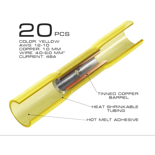 100Pcs Heat Shrink Butt Connectors Kit Insulated Waterproof Marine Automotive Grade Terminal Set Electrical Wire Crimp Connector Assortment 10-22 AWG